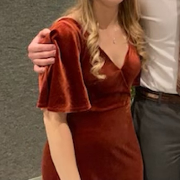 EVER-PRETTY Surplice Neck Flutter Sleeve Velvet Dress - Picture 8 of 10